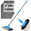 Baseboard Cleaner Tool with Handle – Wall Mop Cleaner with Long Handle for Ceiling, Baseboard, & More – Dry, Wet Wall Cleaner Mop w/ 3 Reusable Microfiber Cloths – Durable House… by Makualono & Co