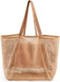 Beach Bags for Women, Summer Travel Mesh Tote Bag with Large Inner Pocket, Sandproof Woven Shoulder Handbag by HOHOM