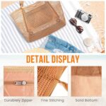 Beach Bags for Women, Summer Travel Mesh Tote Bag with Large Inner Pocket, Sandproof Woven Shoulder Handbag by HOHOM