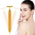 Beauty Bar 24k Gold Skin Care Face Massager Roller, 2 in 1 Electric 3D Roller and T Shape Energy Beauty Bar for Face Lift and Skin Tightening by Horolas