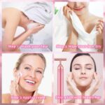 Beauty Bar 24k Golden Pulse Facial Massager, GOODYBUY T-Shape Electric Sign Face Massage Tools for Sensitive Skin Face Pull Tight Firming Lift by Horolas