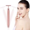 Beauty Bar 24k Golden Pulse Facial Massager, GOODYBUY T-Shape Electric Sign Face Massage Tools for Sensitive Skin Face Pull Tight Firming Lift by Horolas