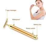 Beauty Bar 24k Golden Pulse Facial Massager, T-Shape Electric Sign Face Massage Tools for Sensitive Skin Face Pull Tight Firming Lift by DANGSHAN