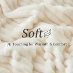 BEDELITE Fleece Throw Blanket for Couch - 300GSM Soft & Warm Fluffy Cream White Blanket, Decorative and Giftable Striped Blankets for Women, Men, 50"x60" by BEDELITE