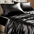 BEDELITE Satin Sheets Queen Size Bed Set, Luxury Soft Black Silky Sheets for Hair and Skin, Similar to Silk Bed Sheets Set 4 Pieces with 1 Deep Pocket Fitted Sheet, 1 Flat… by BEDELITE