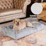 Bedfolks Waterproof Crate Bed, Plush Dog Kennel Pad with Removable Washable Cover, Faux Fur, Fluffy, 41"x27", Dark Grey by Bedfolks