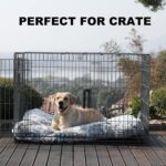 Bedfolks Waterproof Crate Bed, Plush Dog Kennel Pad with Removable Washable Cover, Faux Fur, Fluffy, 41"x27", Dark Grey by Bedfolks