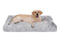 Bedfolks Waterproof Crate Bed, Plush Dog Kennel Pad with Removable Washable Cover, Faux Fur, Fluffy, 41″x27″, Dark Grey by Bedfolks