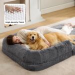 Bedsure Foldable Human Dog Bed - 2 in 1 Flexible Giant Human Dog Bed for Adult People with Supportive Bolster Egg Foam, Waterproof Liner, Calming Fluffy Faux Fur Orthopedic Big... by Bedsure