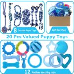 Beiker 20 Pack Puppy Chew Toys - Blue Dog Teething Toys for Puppies, Puppy Teething Rings and Ropes, Blue Rubber Toy Bundle for Small Dogs, Cute Interactive Dog Balls for Small... by Beiker