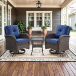 Belord Patio Wicker Chairs Swivel Rocker - Outdoor Swivel Rocking Chairs Set of 2 with Rattan Side Table, Patio Swivel Glider Chair 3 Piece Patio Furniture Sets for Deck Porch... by Belord