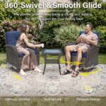 Belord Patio Wicker Chairs Swivel Rocker - Outdoor Swivel Rocking Chairs Set of 2 with Rattan Side Table, Patio Swivel Glider Chair 3 Piece Patio Furniture Sets for Deck Porch... by Belord