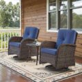 Belord Patio Wicker Chairs Swivel Rocker – Outdoor Swivel Rocking Chairs Set of 2 with Rattan Side Table, Patio Swivel Glider Chair 3 Piece Patio Furniture Sets for Deck Porch… by Belord