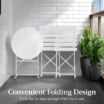 Best Choice Products 3-Piece Bistro Set, Space Saving Folding Design, Solid Steel, Outdoor Patio Furniture Set w/ 2 Chairs, Bistro Table - White by Best Choice Products