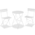 Best Choice Products 3-Piece Bistro Set, Space Saving Folding Design, Solid Steel, Outdoor Patio Furniture Set w/ 2 Chairs, Bistro Table – White by Best Choice Products