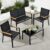 Best Choice Products 4-Piece Outdoor Textilene Patio Conversation Set, Backyard Furniture w/Loveseat, Coffee Table, Steel Frame – Black/Black by Best Choice Products