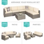 Best Choice Products 7-Piece Modular Outdoor Sectional Wicker Patio Conversation Set w/ 2 Pillows, Coffee Table, Cover Included - Gray/Cream by Best Choice Products