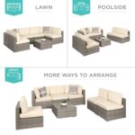 Best Choice Products 7-Piece Modular Outdoor Sectional Wicker Patio Conversation Set w/ 2 Pillows, Coffee Table, Cover Included - Gray/Cream by Best Choice Products