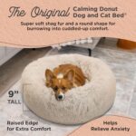 Best Friends by Sheri Original Calming Donut Dog and Cat Bed, Shag Faux Fur, Taupe, (30in x 30in) - Anxiety Relief for Pets Up to 45 lbs by Best Friends by Sheri