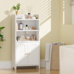 BEWISHOME Bathroom Storage Cabinet, Small Floor Cabinet, Toilet Paper Cabinets with 2 Doors and Shelves, Bathroom Organizers and Storage for Small Spaces, White 7.9" D x 14.6" W... by BEWISHOME