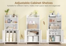 BEWISHOME Bathroom Storage Cabinet, Small Floor Cabinet, Toilet Paper Cabinets with 2 Doors and Shelves, Bathroom Organizers and Storage for Small Spaces, White 7.9" D x 14.6" W... by BEWISHOME