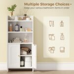 BEWISHOME Bathroom Storage Cabinet, Small Floor Cabinet, Toilet Paper Cabinets with 2 Doors and Shelves, Bathroom Organizers and Storage for Small Spaces, White 7.9" D x 14.6" W... by BEWISHOME