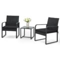 Bezseller 3 Piece Outdoor Patio Furniture Set, Patio Bistro Set Wicker Conversation Set, Modern Rattan Chair with Glass Coffee Table for Backyard, Porches, Poolside, Lawn and… by Bezseller