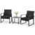 Bezseller 3 Pieces Patio Furniture Set, Outdoor Rattan Bistro Set with Coffee Table, Durable Steel Frame with Strapped Cushions for Garden, Balcony, Poolside, Backyard by Bezseller