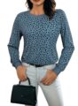 BLENCOT Long Sleeve Tops for Women Crewneck Leopard Print Casual Blouse Trendy Fall Sweatshirt Graphic Tunic Winter Clothing by BLENCOT