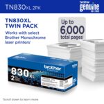 Brother Genuine TN830XL 2PK Black High Yield Printer Toner Cartridge 2-Pack – Print up to 3,000 Pages Each(1) by Brother