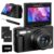 Cameras for Photography, 4K 64MP Digital Vlogging Camera for YouTube with 3″ 180° Flip Screen, Compact WiFi Camera with 18X Digital Zoom, 32GB Micro SD Card & 2 Batteries, Black by Maenlans