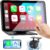 Carplay Screen for Car, 7″ HD Wireless Portable Car Play Touchscreen Stereo with Android Auto Mirror Link/Backup Camera/GPS Navigation/Satellite Radio for All Vehicles by Kiswuren