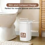 CEROELDA 3 Pack Bathroom Trash Can with Lid, 10L/2.6 Gal Small Garbage Can with Press Top Lid, Slim Plastic Waste Basket for Toilet, Office, Bedroom (Muti 1, 3 Pack) by CEROELDA