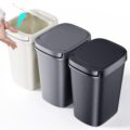CEROELDA 3 Pack Bathroom Trash Can with Lid, 10L/2.6 Gal Small Garbage Can with Press Top Lid, Slim Plastic Waste Basket for Toilet, Office, Bedroom (Muti 1, 3 Pack) by CEROELDA