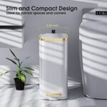 CEROELDA Small Bathroom Trash Can with Lid Soft Close-5L/1.3 Gal Slim Garbage Can-Metal Step Wastebasket-Rectangle Narrow Waste Bin for Office, Bedroom, Toilet, Live Room (White) by CEROELDA