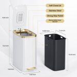 CEROELDA Small Bathroom Trash Can with Lid Soft Close-5L/1.3 Gal Slim Garbage Can-Metal Step Wastebasket-Rectangle Narrow Waste Bin for Office, Bedroom, Toilet, Live Room (White) by CEROELDA