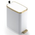 CEROELDA Small Bathroom Trash Can with Lid Soft Close-5L/1.3 Gal Slim Garbage Can-Metal Step Wastebasket-Rectangle Narrow Waste Bin for Office, Bedroom, Toilet, Live Room (White) by CEROELDA
