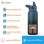 CIVAGO 32 oz Insulated Water Bottle With Straw, Stainless Steel Sports Water Cup Flask with 3 Lids (Straw, Spout and Handle Lid), Wide Mouth Travel Thermal Mug, Black by CIVAGO