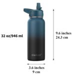 CIVAGO 32 oz Insulated Water Bottle With Straw, Stainless Steel Sports Water Cup Flask with 3 Lids (Straw, Spout and Handle Lid), Wide Mouth Travel Thermal Mug, Black by CIVAGO