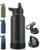 CIVAGO 32 oz Insulated Water Bottle With Straw, Stainless Steel Sports Water Cup Flask with 3 Lids (Straw, Spout and Handle Lid), Wide Mouth Travel Thermal Mug, Black by CIVAGO