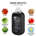 CIVAGO 64 oz Glass Water Bottle Jug with Straw and Handle, Half Gallon Sports Motivational Water Bottle with Time Marker, Wide Mouth Flask Canteen with Silicone Sleeve for Gym,... by CIVAGO