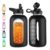 CIVAGO 64 oz Glass Water Bottle Jug with Straw and Handle, Half Gallon Sports Motivational Water Bottle with Time Marker, Wide Mouth Flask Canteen with Silicone Sleeve for Gym,… by CIVAGO