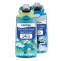 Contigo Aubrey Kids Water Bottle, 2-Pack, 14oz, Dinos & Sharks, Spill-Proof Lid, Dishwasher Safe, Blue & Green by Contigo