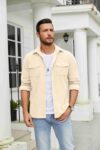 COOFANDY Men's Button Down Waffle Shirt Jacket Casual Long Sleeve Shacket Lightweight Overshirts with Flap Pockets by COOFANDY