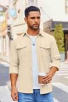 COOFANDY Men's Button Down Waffle Shirt Jacket Casual Long Sleeve Shacket Lightweight Overshirts with Flap Pockets by COOFANDY
