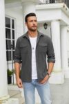 COOFANDY Men's Button Down Waffle Shirt Jacket Casual Long Sleeve Shacket Lightweight Overshirts with Flap Pockets by COOFANDY