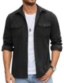 COOFANDY Men’s Button Down Waffle Shirt Jacket Casual Long Sleeve Shacket Lightweight Overshirts with Flap Pockets by COOFANDY