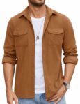 COOFANDY Men's Button Down Waffle Shirt Jacket Casual Long Sleeve Shacket Lightweight Overshirts with Flap Pockets by COOFANDY
