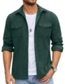 COOFANDY Men’s Button Down Waffle Shirt Jacket Casual Long Sleeve Shacket Lightweight Overshirts with Flap Pockets by COOFANDY