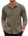 COOFANDY Men’s Casual Dress Shirt Button Down Shirts Long-Sleeve Plaid Collar Denim Work Shirt by COOFANDY